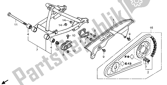 All parts for the Swingarm of the Honda CRF 50F 2006