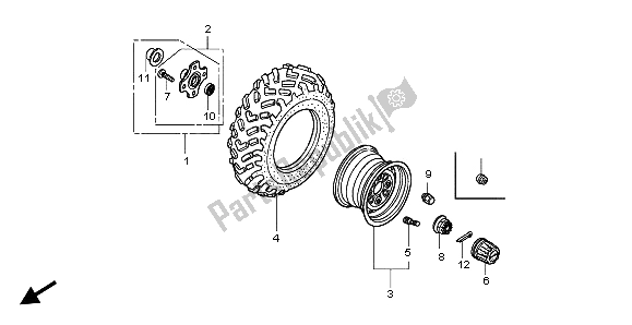 All parts for the Rear Wheel of the Honda TRX 500 FA Fourtrax Foreman 2002