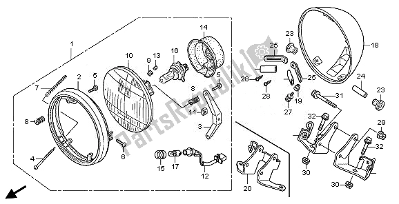 All parts for the Headlight (eu) of the Honda VT 750C2B 2011