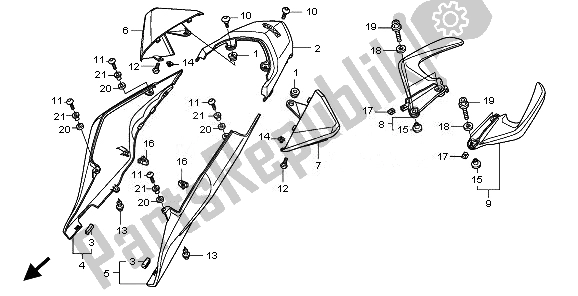 Wszystkie części do Owiewka Tylna Honda VFR 1200 FA 2010