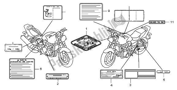 Alle onderdelen voor de Waarschuwingsetiket van de Honda CB 1300 2008