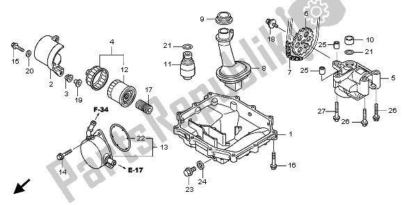 All parts for the Oil Pan & Oil Pump of the Honda CBF 1000T 2009