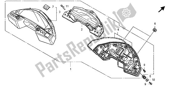 All parts for the Meter (mph) of the Honda VFR 800X 2013