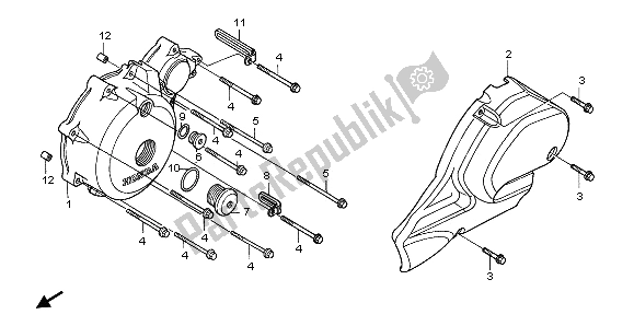 All parts for the Left Crankcase Cover of the Honda NT 700V 2009