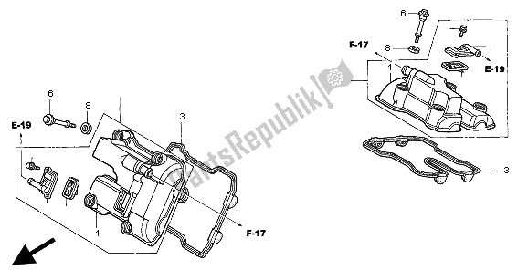 All parts for the Cylinder Head Cover of the Honda VTR 1000F 1997
