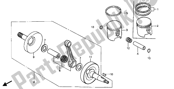 Todas las partes para Cigüeñal Y Pistón de Honda CR 125R 1988