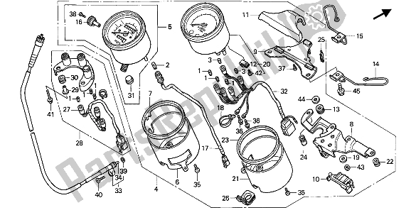 All parts for the Meter (mph) of the Honda VF 750C 1993