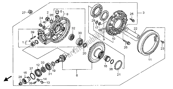 Todas as partes de Engrenagem Final Conduzida do Honda GL 1500 SE 1999