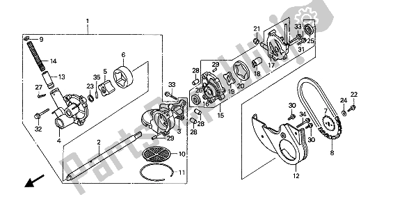 Todas as partes de Bomba De óleo do Honda GL 1500 1988