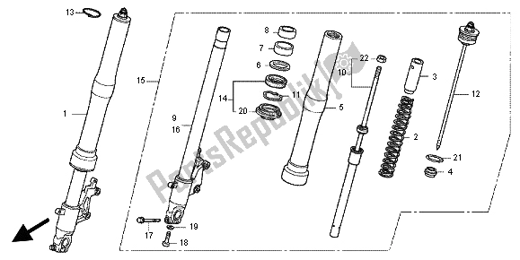 All parts for the Front Fork of the Honda CBR 600F 2012