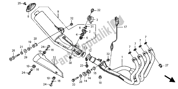 All parts for the Exhaust Muffler of the Honda CBF 1000F 2012