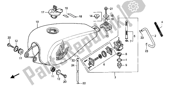 All parts for the Fuel Tank of the Honda CMX 450C 1986
