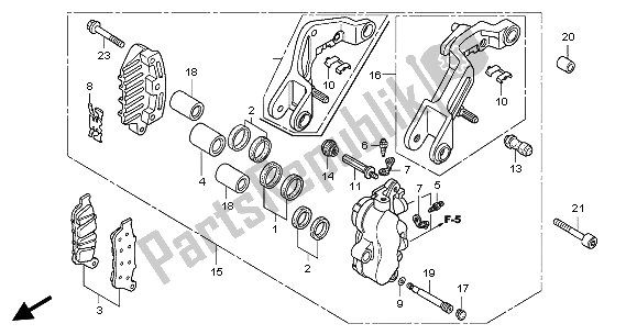 All parts for the L. Front Brake Caliper of the Honda GL 1800A 2002