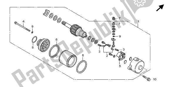 All parts for the Starting Motor of the Honda ANF 125 2008