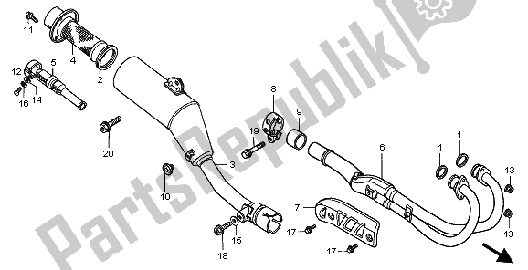 All parts for the Exhaust Muffler of the Honda XR 400R 2000