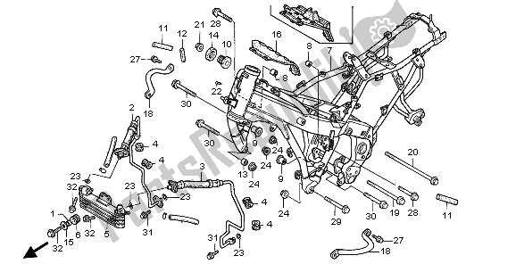 Todas las partes para Cuerpo Del Marco Y Enfriador De Aceite de Honda CBR 1000F 1999