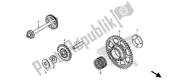 All parts for the Starting Driven Gear of the Honda CB 600F Hornet 2013