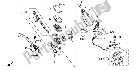 All parts for the Fr. Brake Master Cylinder of the Honda VFR 800A 2007