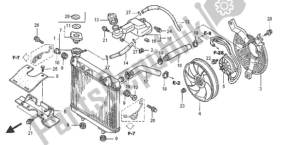 All parts for the Radiator of the Honda TRX 450R Sportrax 2005