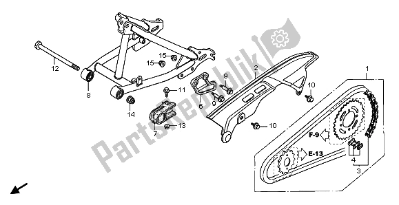 Toutes les pièces pour le Bras Oscillant Et Boîtier De Chaîne du Honda CRF 70F 2009