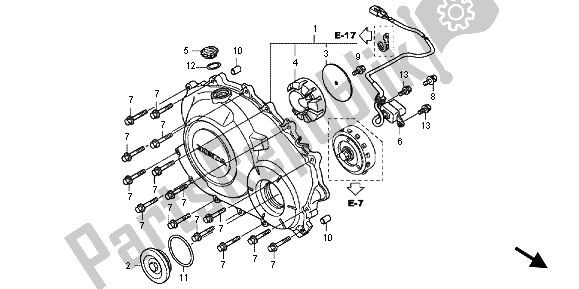 All parts for the Right Crankcase Cover of the Honda CB 1000 RA 2012