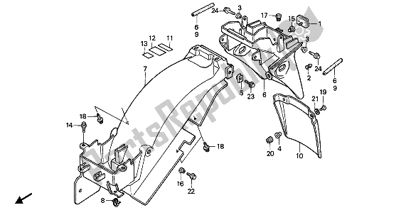 Todas las partes para Guardabarros Trasero de Honda NTV 650 1990