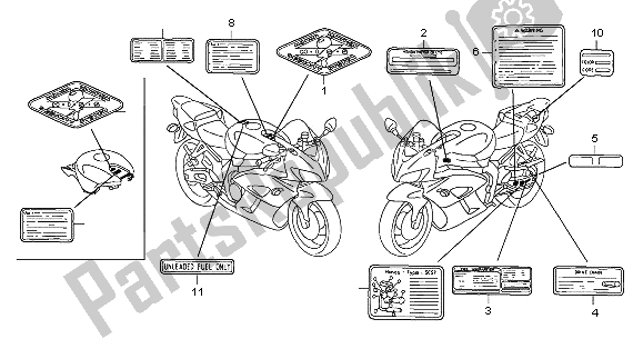 Alle onderdelen voor de Waarschuwingsetiket van de Honda CBR 1000 RR 2004