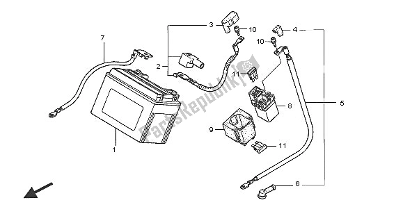 Todas as partes de Bateria do Honda VTR 1000F 2005