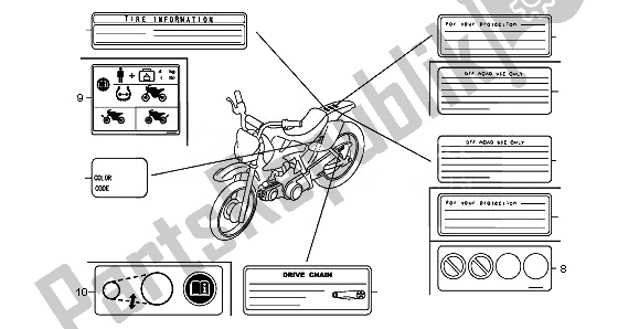 Wszystkie części do Etykieta Ostrzegawcza Honda CRF 70F 2011