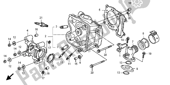 All parts for the Cylinder Head of the Honda SH 150R 2012