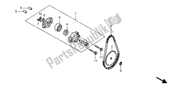 All parts for the Oil Pump of the Honda TRX 250 EX Sportrax 2007