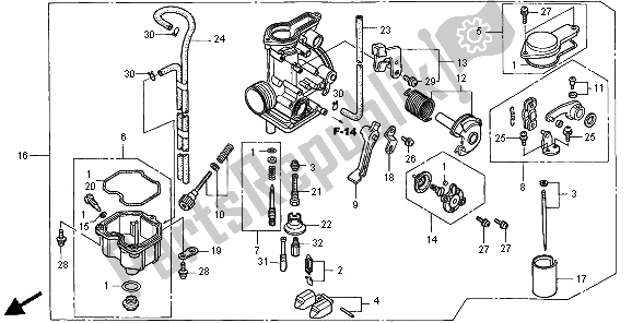 Todas las partes para Carburador de Honda XR 400R 1996