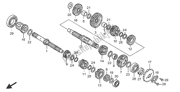 All parts for the Transmission of the Honda XR 125L 2005