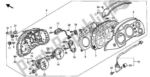 All parts for the Meter (kmh) of the Honda VFR 750F 1994