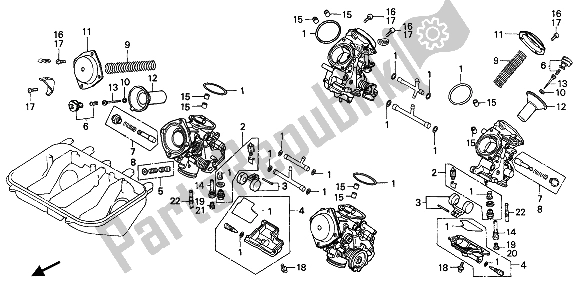 Toutes les pièces pour le Carburateur du Honda VFR 750F 1986