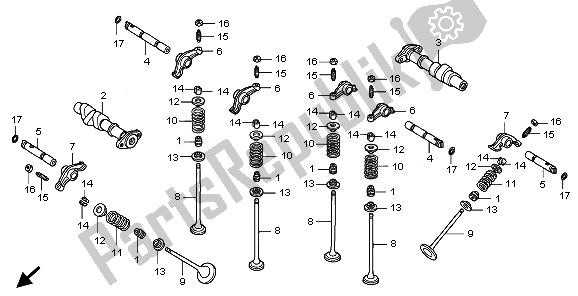 Todas as partes de árvore De Cames E Válvula do Honda VT 1300 CX 2010