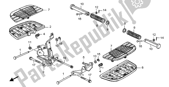 All parts for the Step of the Honda VTX 1300S 2007