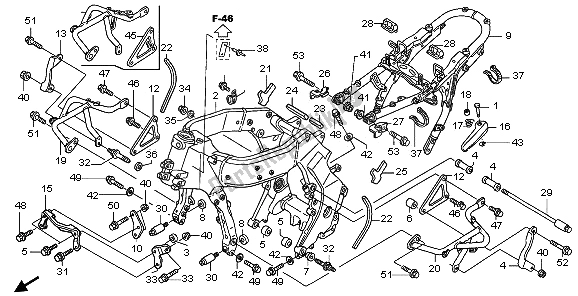 All parts for the Frame Body of the Honda ST 1300A 2009