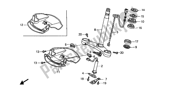 Tutte le parti per il Gambo Dello Sterzo del Honda GL 1500 1988