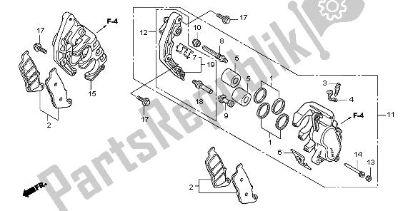 All parts for the Front Brake Caliper of the Honda CB 600F3 Hornet 2009