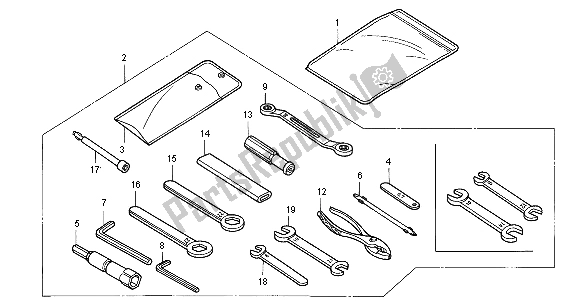 Alle onderdelen voor de Hulpmiddelen van de Honda CBR 1100 XX 2000