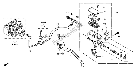 All parts for the Rear Brake Master Cylinder of the Honda NSS 250A 2010
