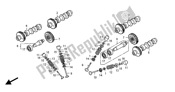 Todas las partes para árbol De Levas Y Válvula de Honda ST 1100A 2001