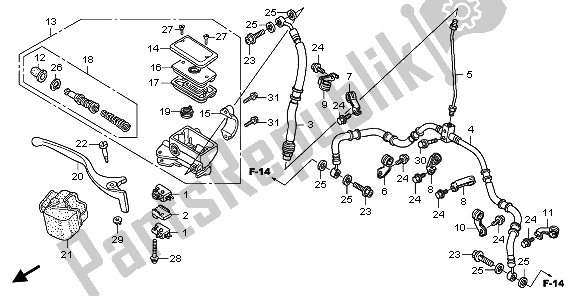 Tutte le parti per il Fr. Pompa Freno del Honda TRX 420 FA Fourtrax Rancher AT 2010