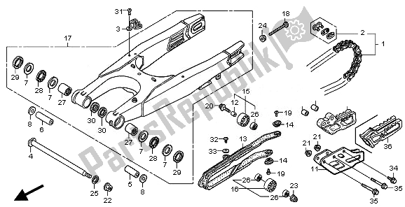 All parts for the Swingarm of the Honda CRF 250R 2008