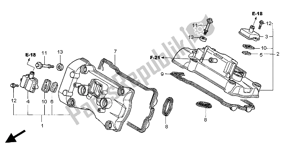 All parts for the Cylinder Head Cover of the Honda VFR 800A 2004