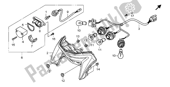 All parts for the Taillight of the Honda NT 700V 2009