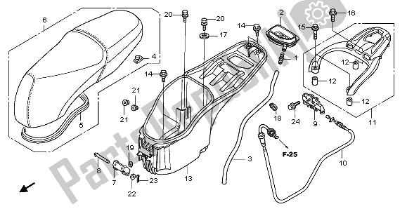 Alle onderdelen voor de Stoel & Bagagedoos van de Honda PES 125R 2013