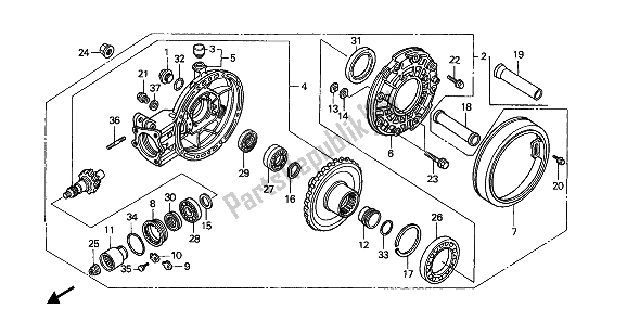Tutte le parti per il Ingranaggio Finale Guidato del Honda GL 1500 1990