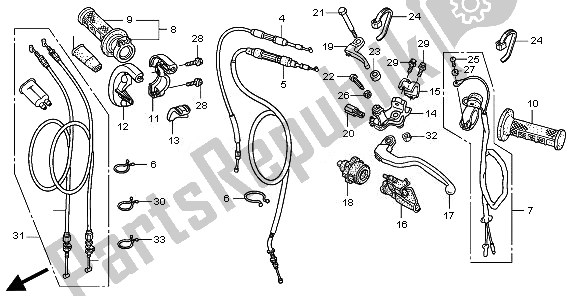 Todas las partes para Manejar Palanca E Interruptor Y Cable de Honda CRF 450R 2008